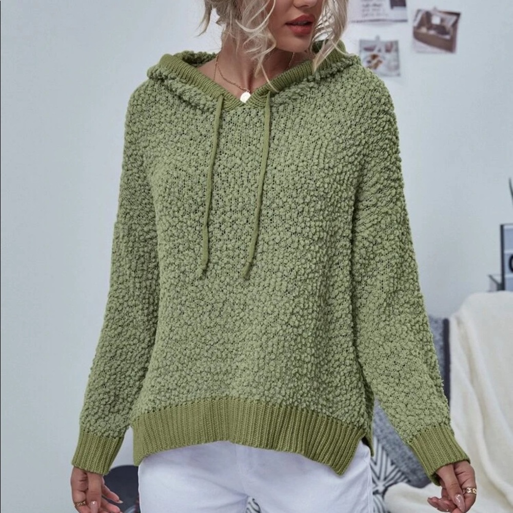 SOFTEST EVER Popcorn knit hoodie pullover blue - Picture 3 of 10